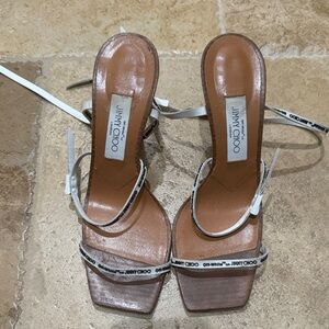 Jimmy Choo off white collab- White and Brown Strappy Heels